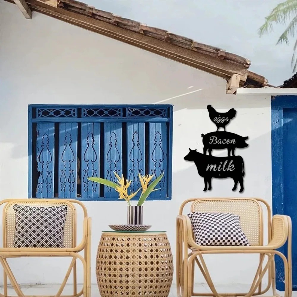 Farm Animals Metal Wall Plaque – Farmhouse Garden Party Wall Decor Sign
