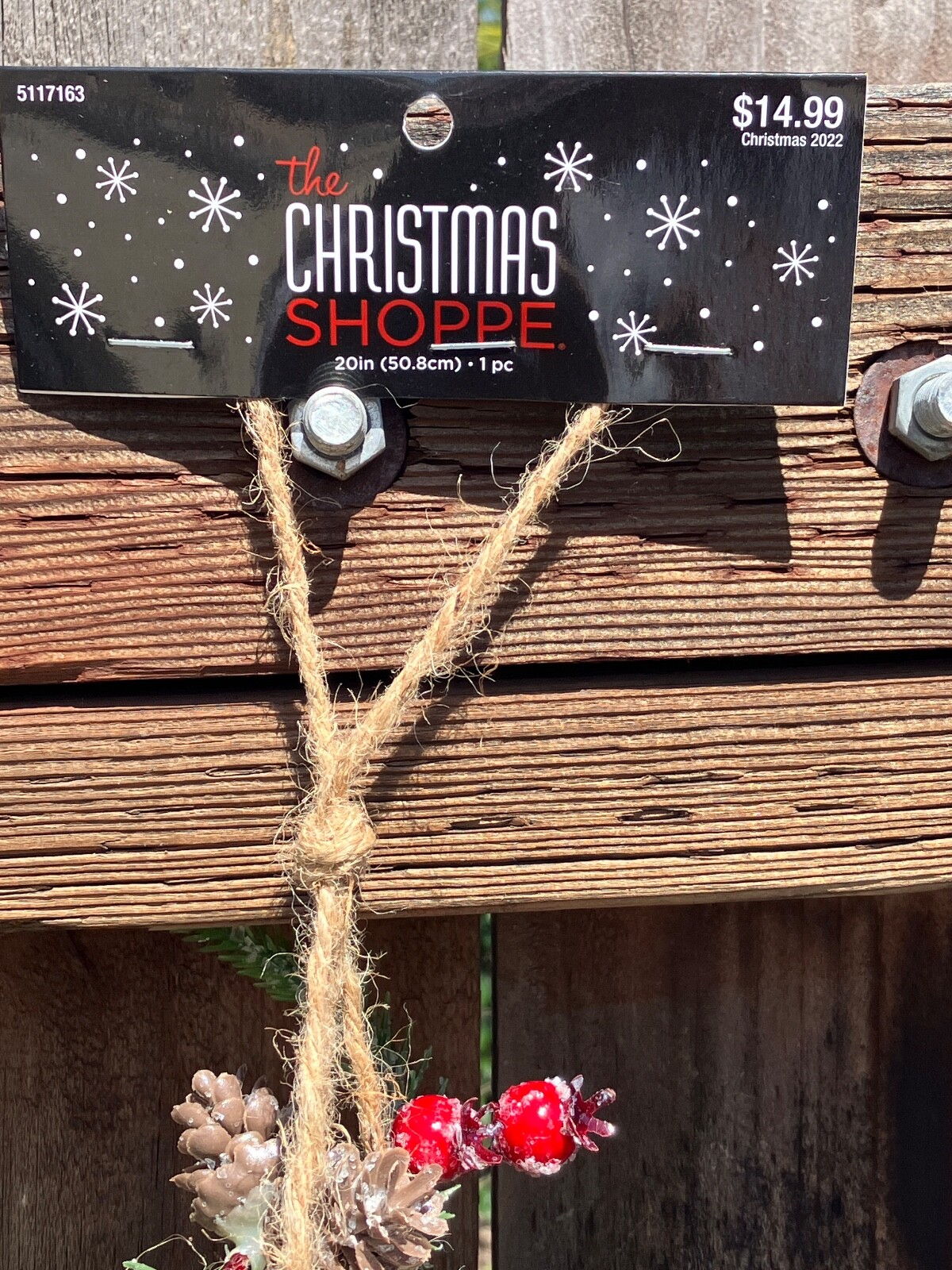 “CHRISTMAS SHOPPE”, PEGGED TREE DECOR RUSTIC COUNTRY FOR HOLIDAY DECOR.
