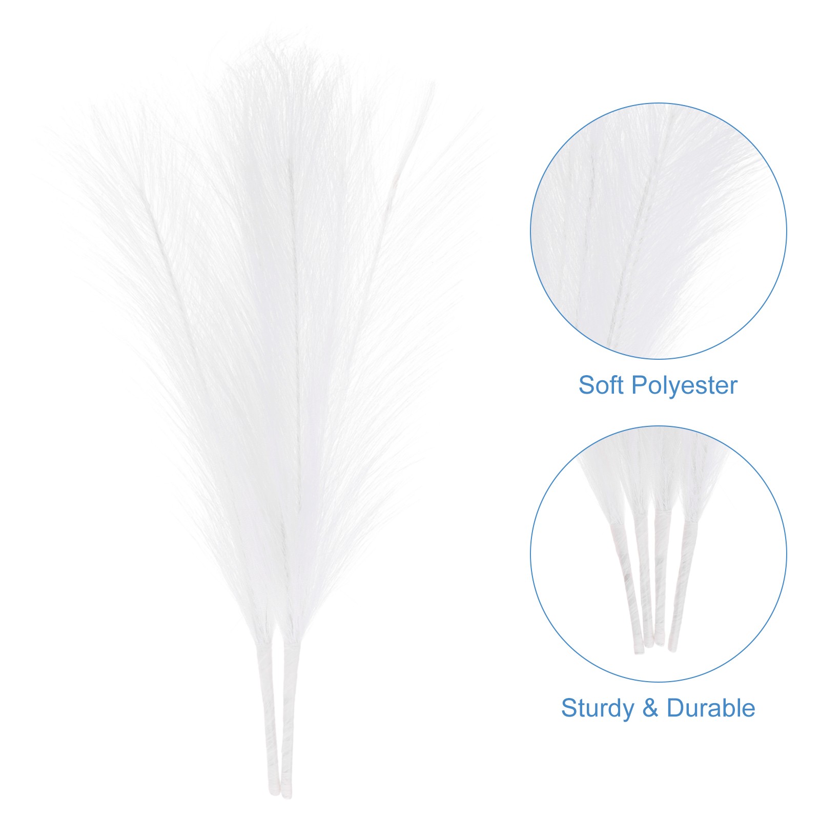 2pcs Faux Pampas Grass 17 Inch 10 Stem Artificial Grass for Decor, White