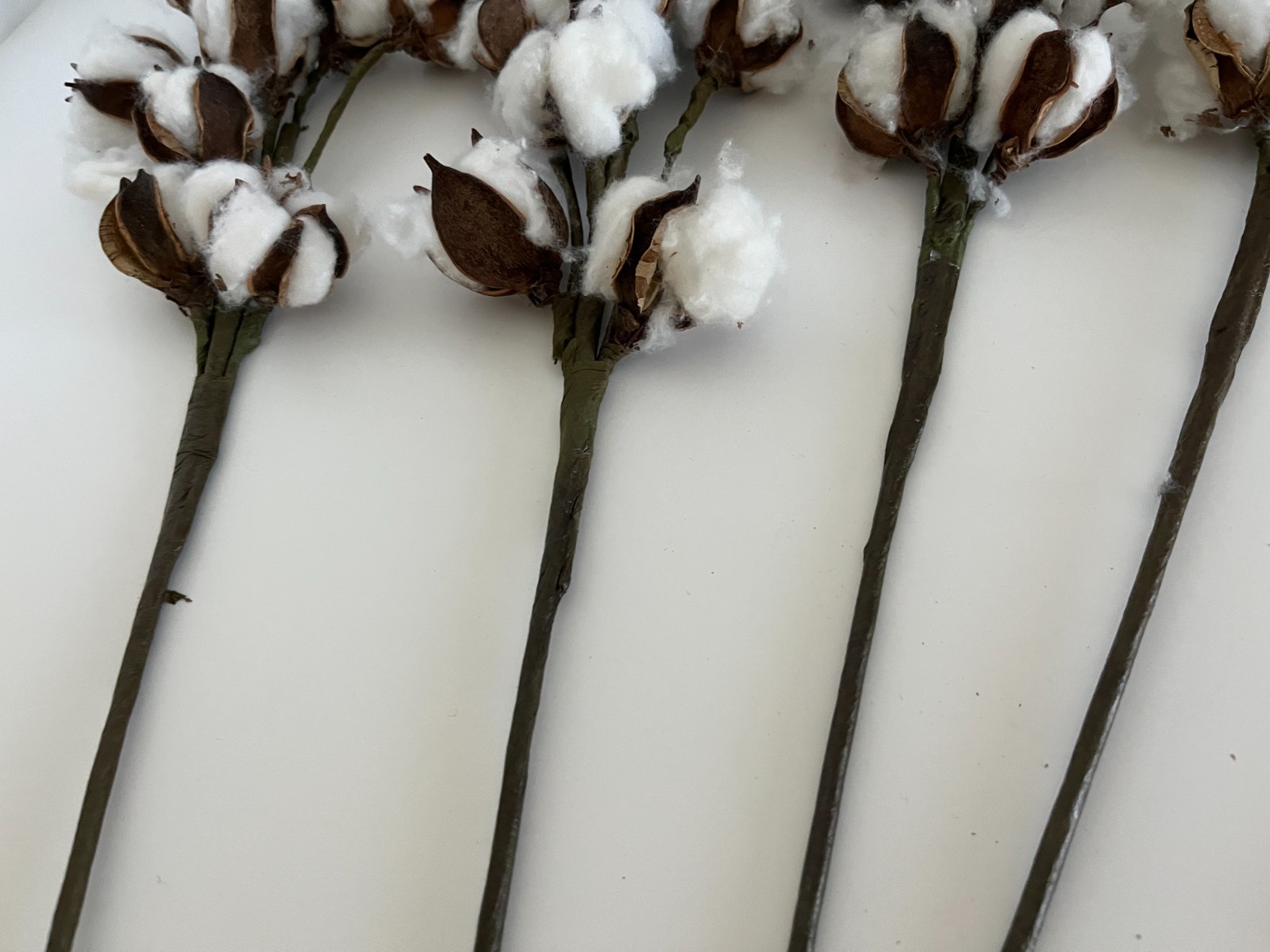 Cotton Pod Floral Picks Lot of 5 18″