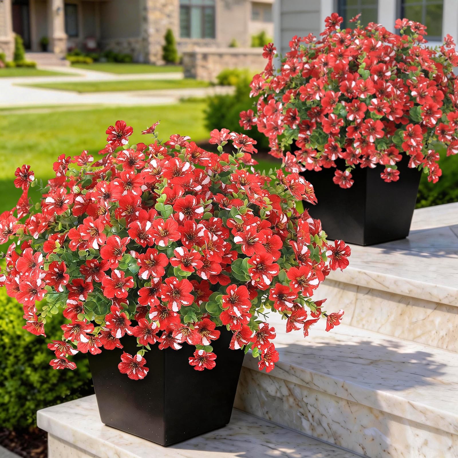 24 Bundles Artificial Morning Glory & Eucalyptus for Outdoor, Realistic Fake …