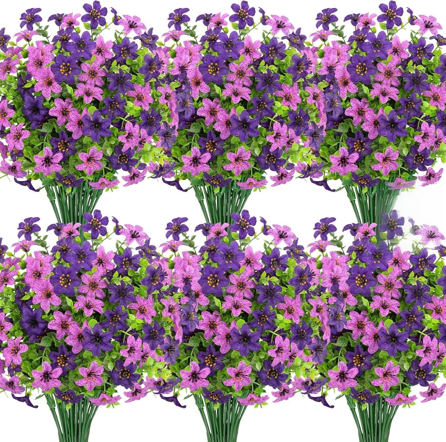 20 Bundles Artificial Flowers for Outdoors, Fake Silk Flowers UV Resistant Fa…