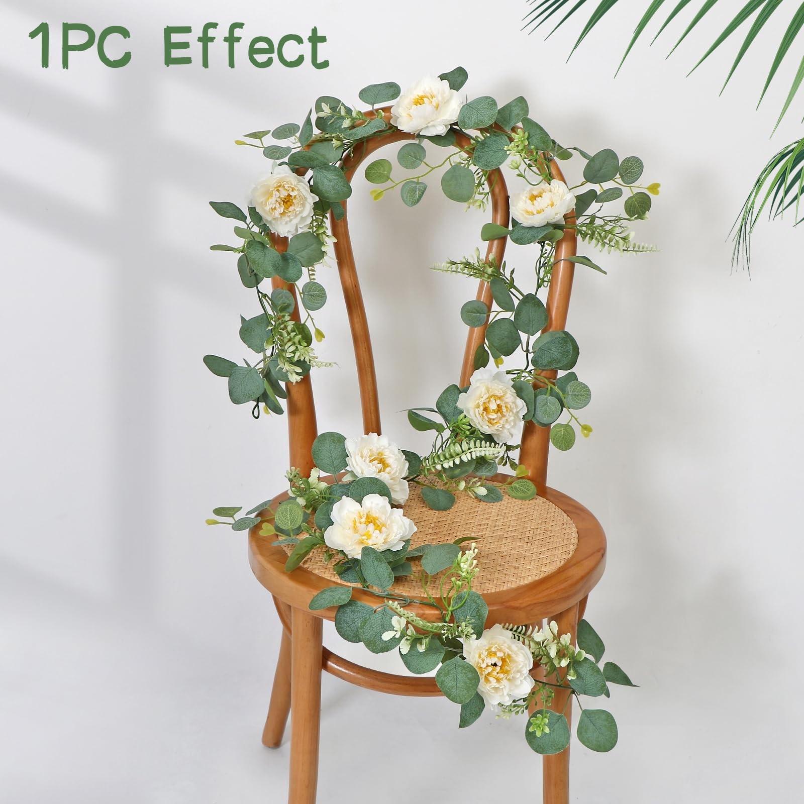 2PCS 6.56Ft Artificial Eucalyptus Flower Garland Fake Peony Flower Vine Faux …