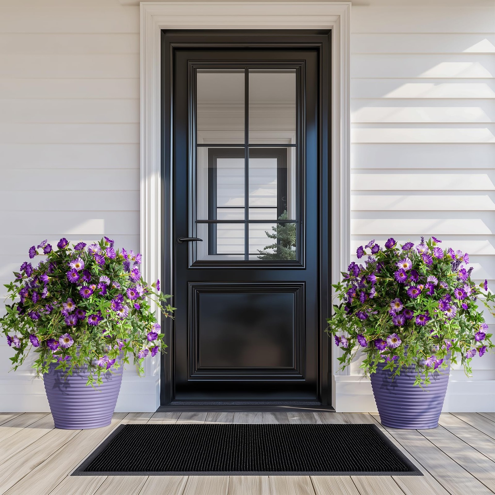 ENALGRE Artificial Petunias 2PCS Purple with Pot UV Resistant Outdoor Decor