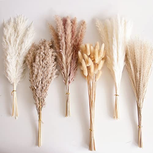110 PCS Dried Pampas Grass Bouquet, Boho Table Decor, Bunny 110pcs Pampas Grass