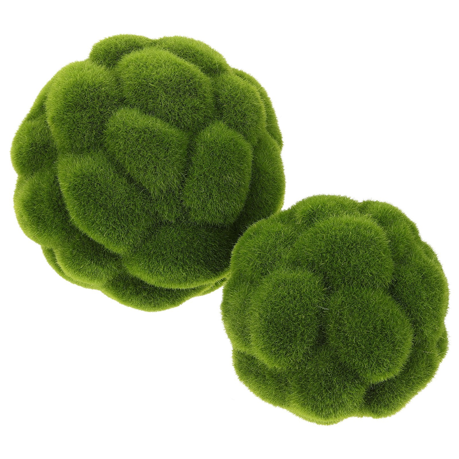 “2PCS Artificial Green Moss Balls – 10cm & 12cm Decorative Faux Grass Spheres fo