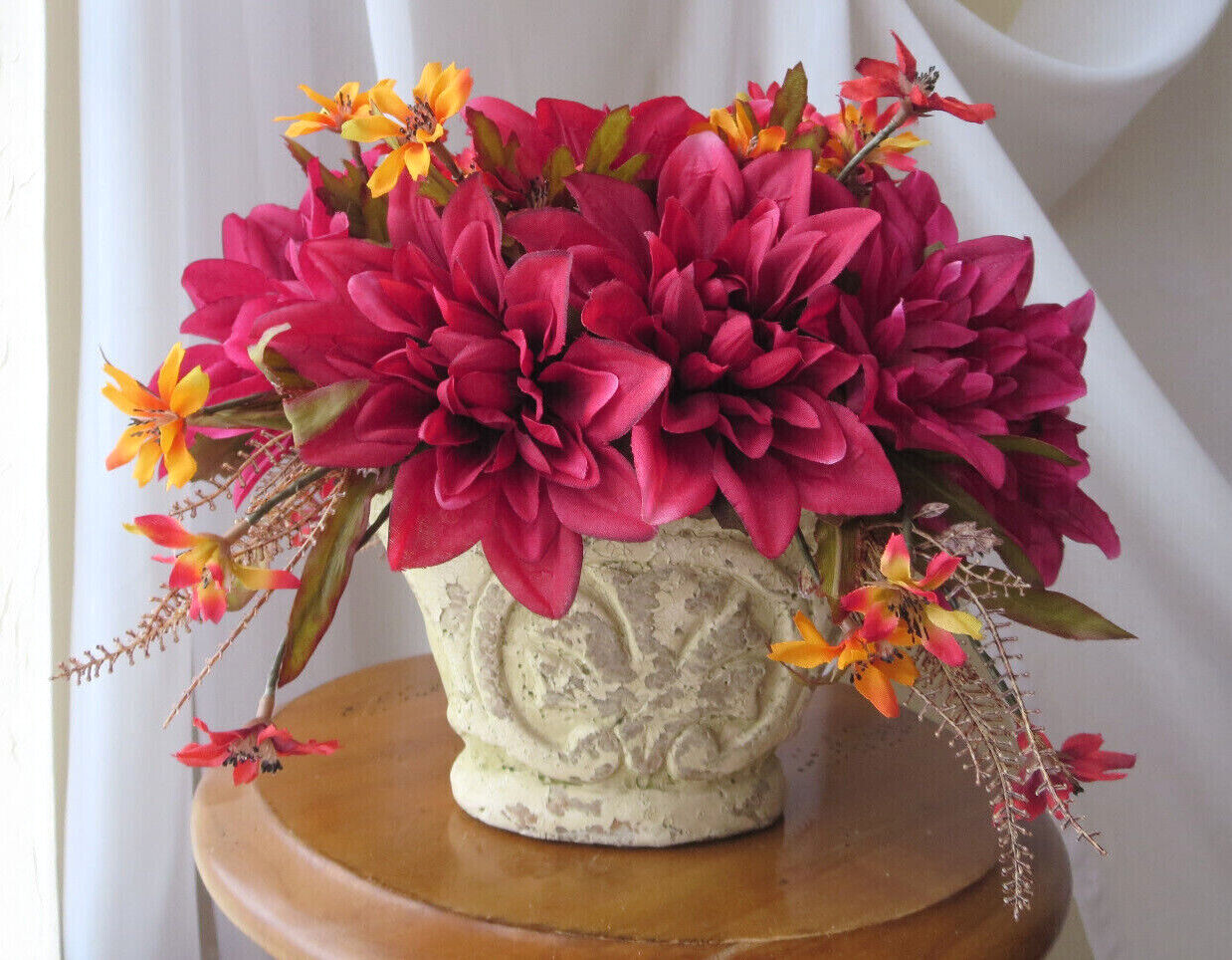 FALL FLORAL ARRANGEMENT ARTIFICIAL SILK/PLASTIC FLOWERS 8.5″ x 11″ NEW