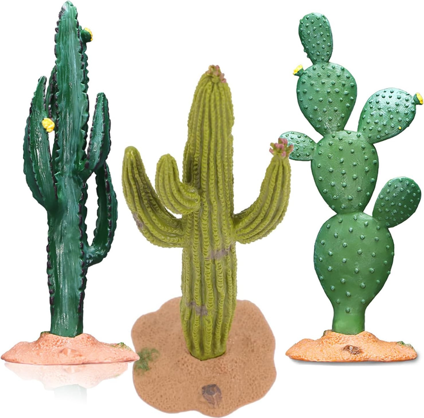 3pcs Green Simulated Cactus Artificial Sand Decoration – Decorative Fake Cact…