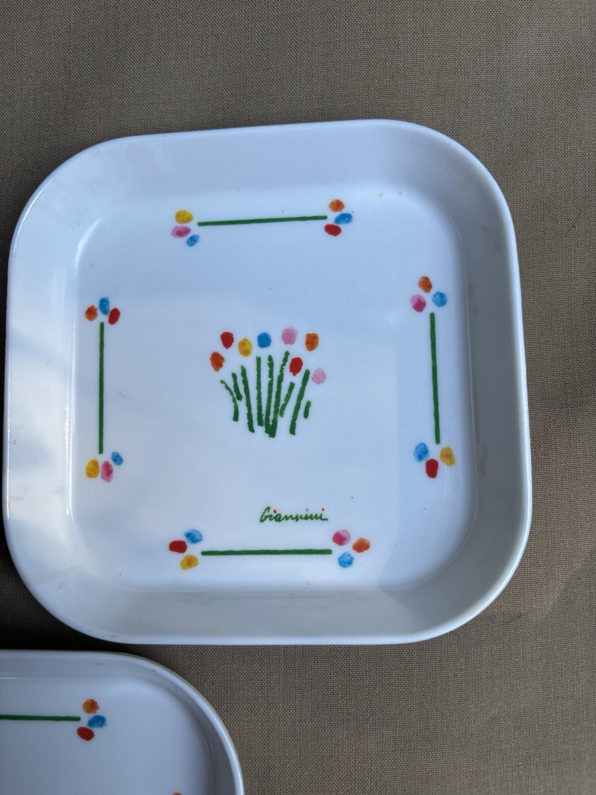 3 Vintage Melamine Trinket Dishes Floral 5×5 Italy Signed Giannini Design Import