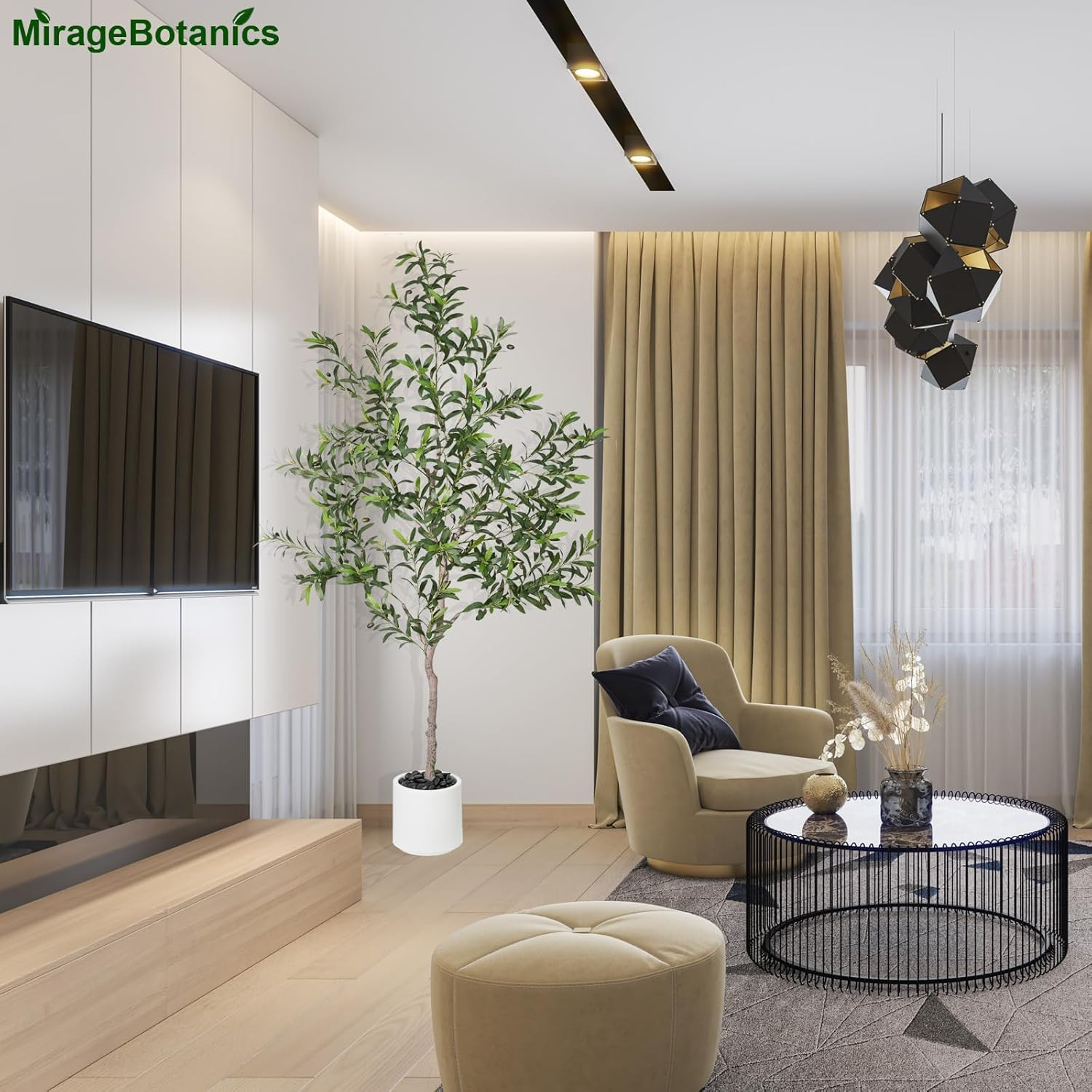 Artificial Olive Trees Indoor,Faux Olive Tree with White Planter Pot,Artificial