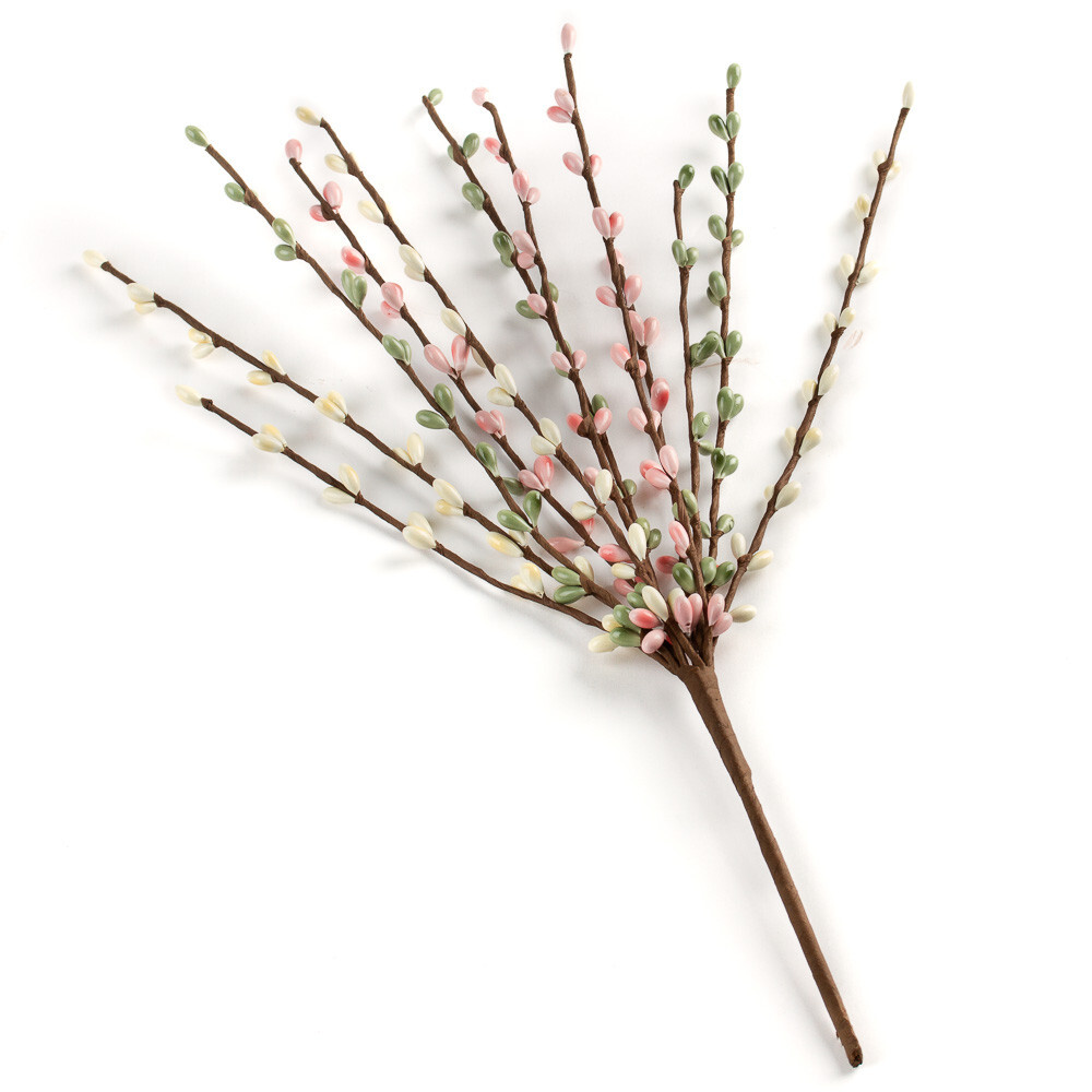 Bulk Pack of 12 Hand Wrapped Petite Pink and Green Pip Berry 12″ Sprays
