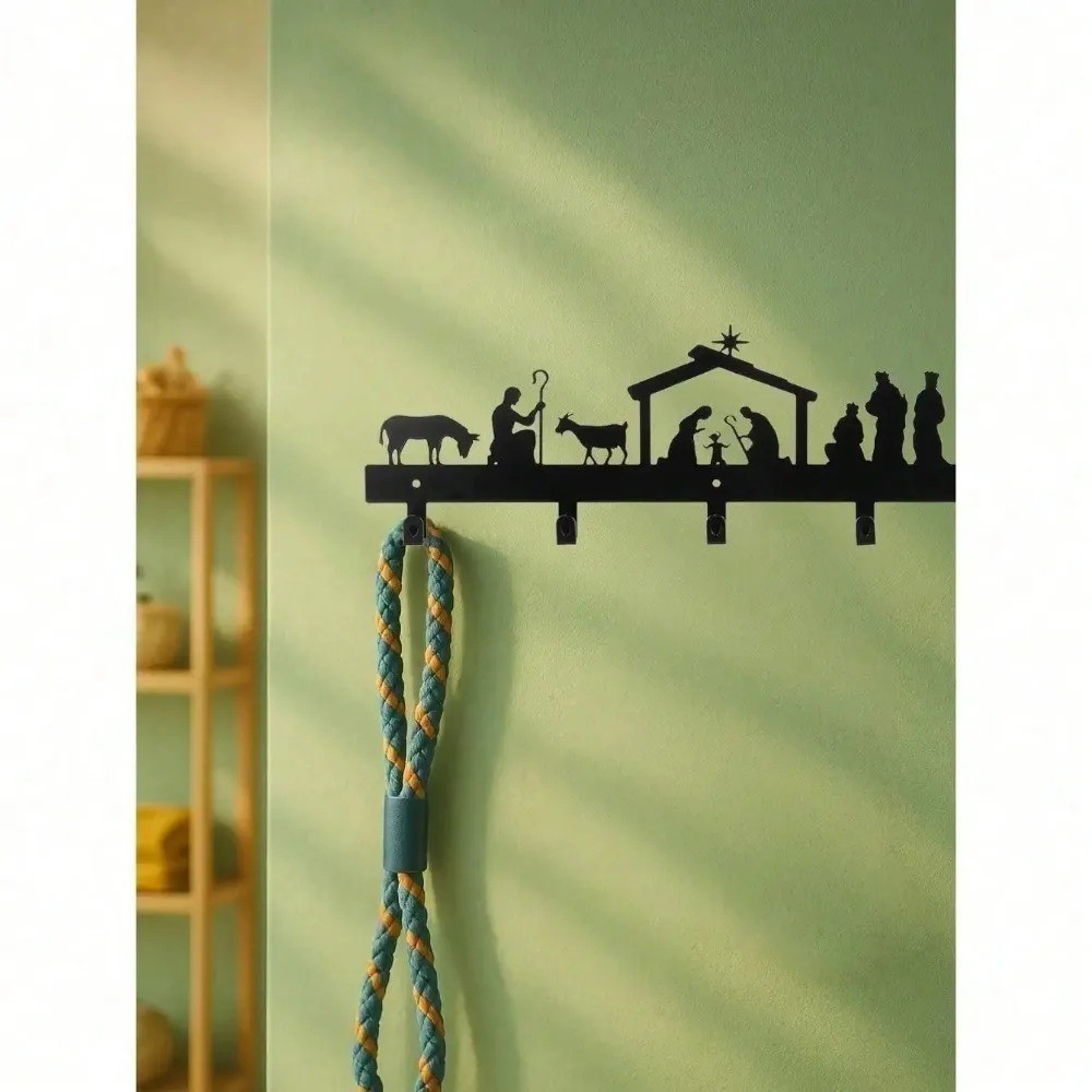 Metal Christmas Stocking Wall Holder with Hooks – Mantel Holiday Decor Gift
