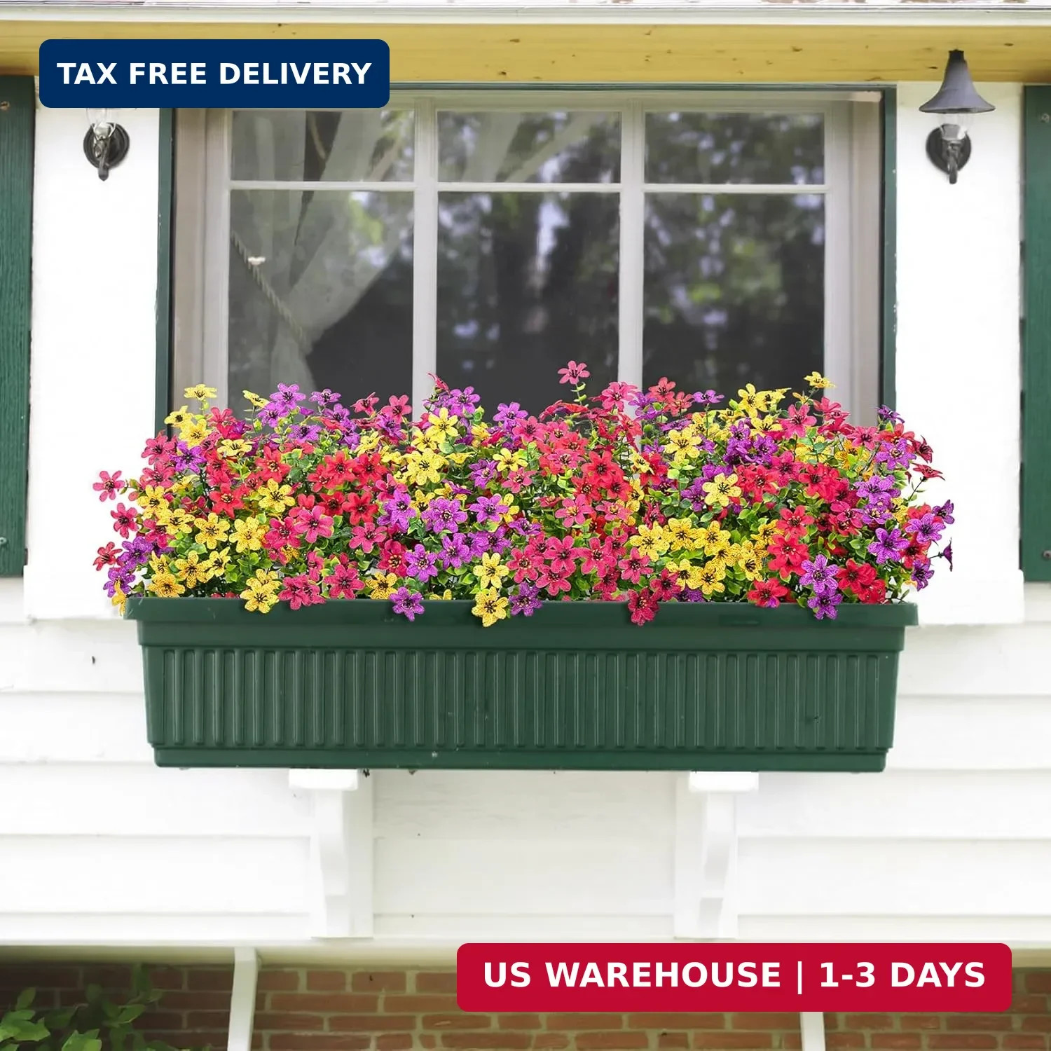 Bassion 20 Bundles Artificial Flowers for Outdoors Decorations, UV Resistant Fau