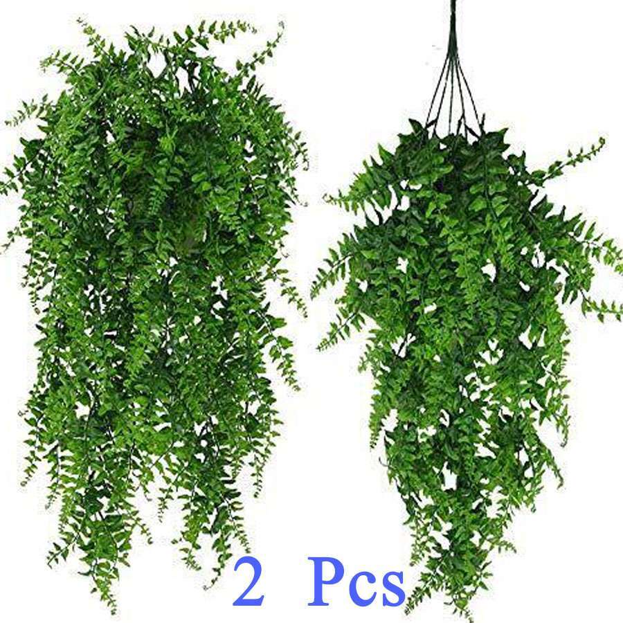 2PCS Artificial Hanging Plants Fake Ivy Faux Greenery Vine Leaves Indoor Outdoor