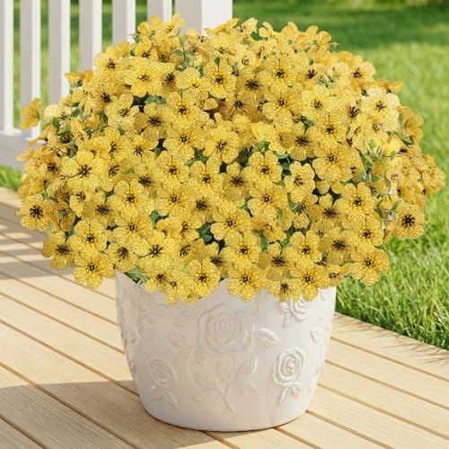 Artificial Flowers Fake Plants for Outdoors Artificial Flowers(13 Pcs) Yellow