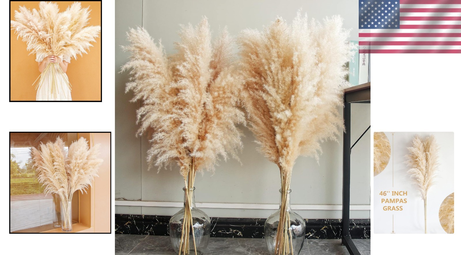 Natural Beige Pampas Grass – 40″ Tall, 10 Stems for Unique Gifting & Decor