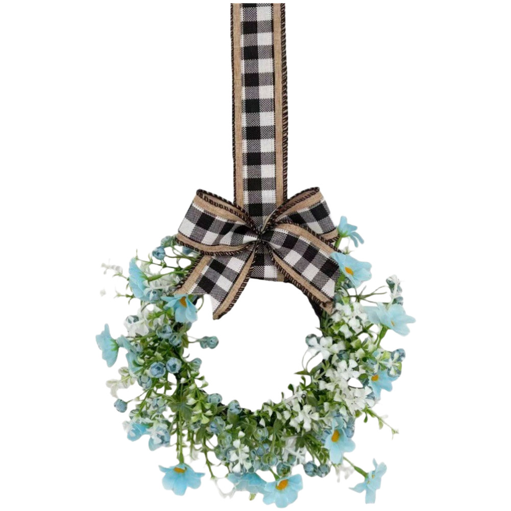 Floral Garland Wreath 23cm Plastic Spring Style for Office Home Door Decor