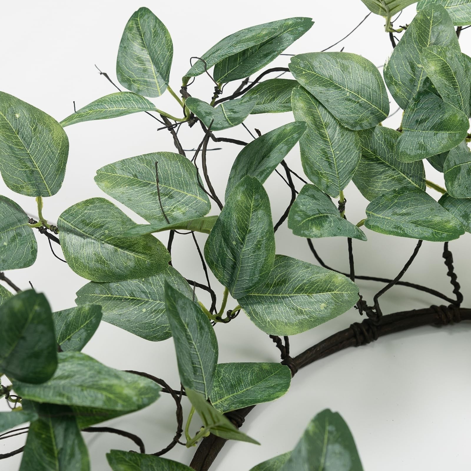 24″ Eucalyptus Twig Wreath for Front Door | Faux Ficus & Silk Foliage, Boho Deco