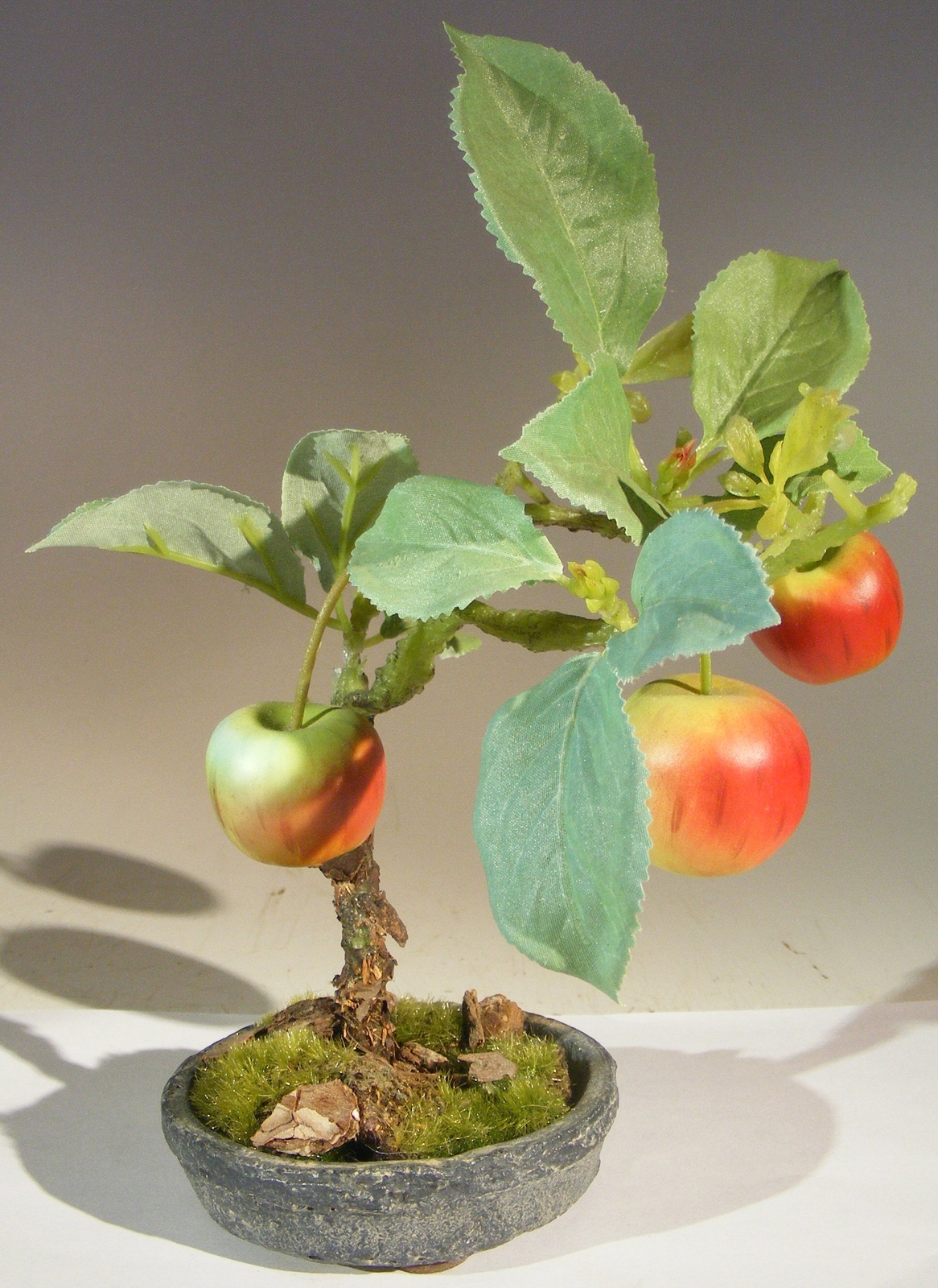 Artificial Apple Bonsai Tree Feng Shui 8″ Tall Apples & Round Clay Pot