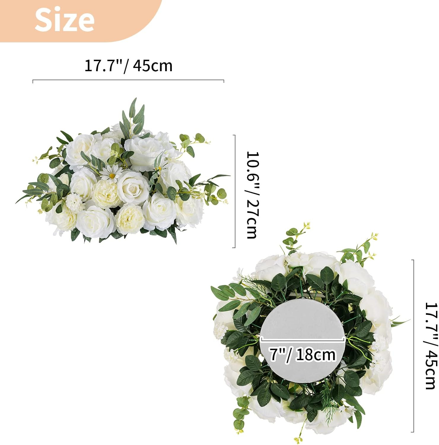 10 Pcs White Flower Ball Centerpieces for Weddings & Parties – 17.7 Inch
