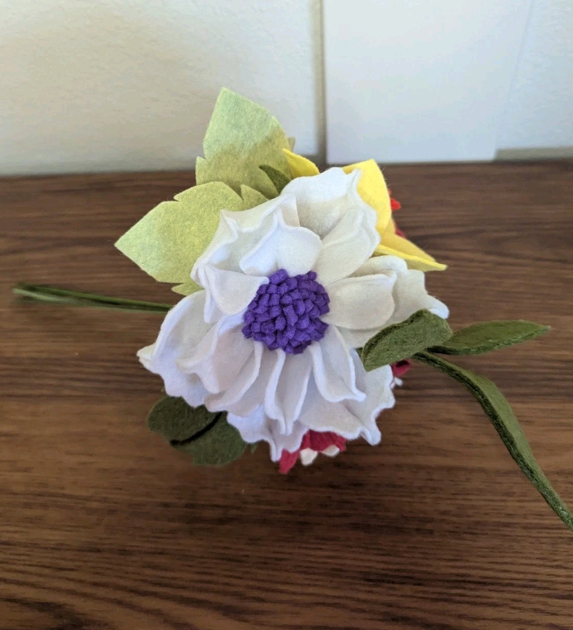 Beautiful Hand Cut Wool Blend Felt Flower Bouquet Gift Wrapped/Great Gift Idea!