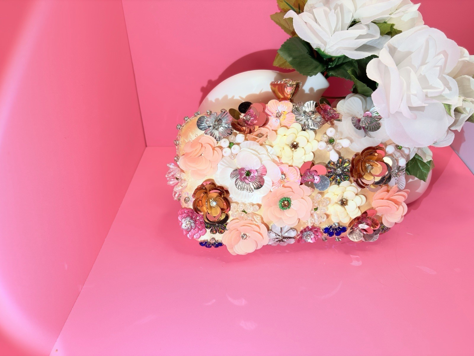 Artificial Rose Floral Arrangement & Centerpiece, Multicolor Mixed Materials