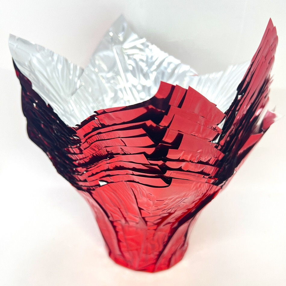 (10) LARGE 6″ FLOWER POT Kwik Covers Wrapper RED FOIL Dress Up Your Plants!