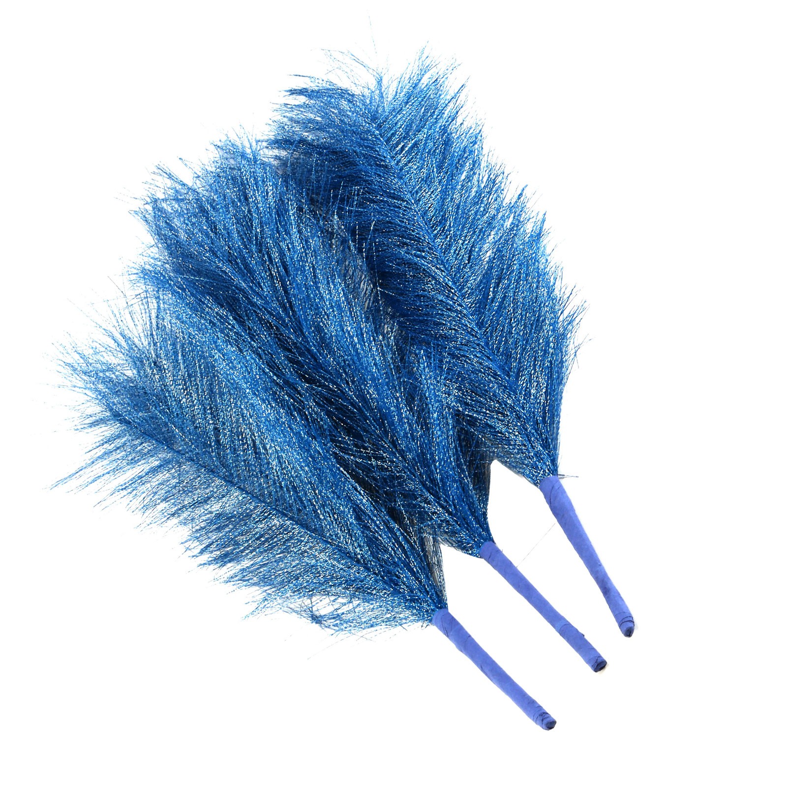 Faux Pampas Grass Fake Pampas Grass Decor, 17.7″/45cm / Dark Blue / 3 Pcs