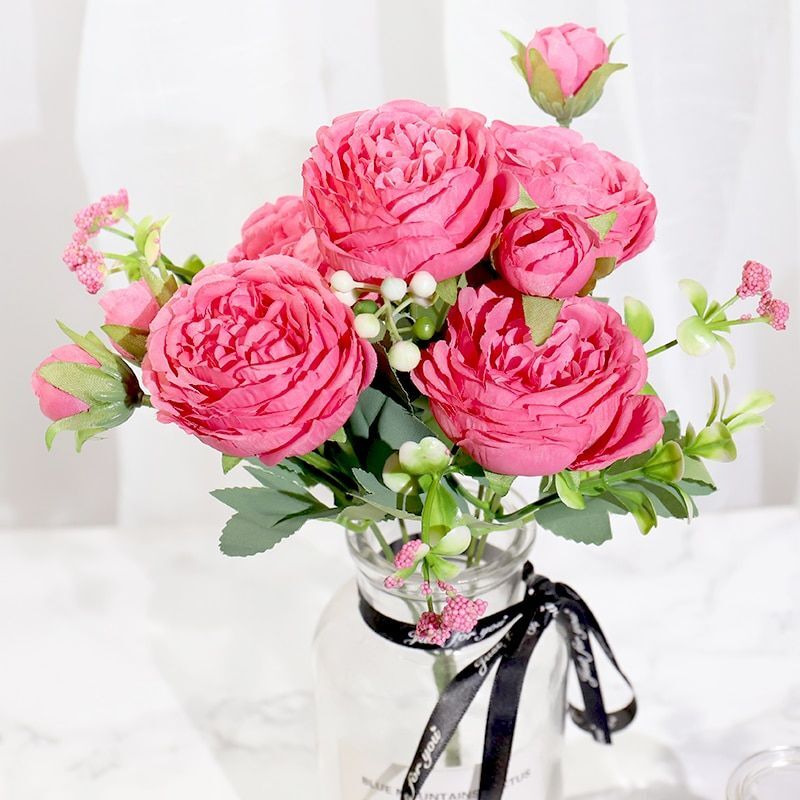 Silk Peony / Rose Artificial Flower High Quality Bouquet – Wedding / Home Decor
