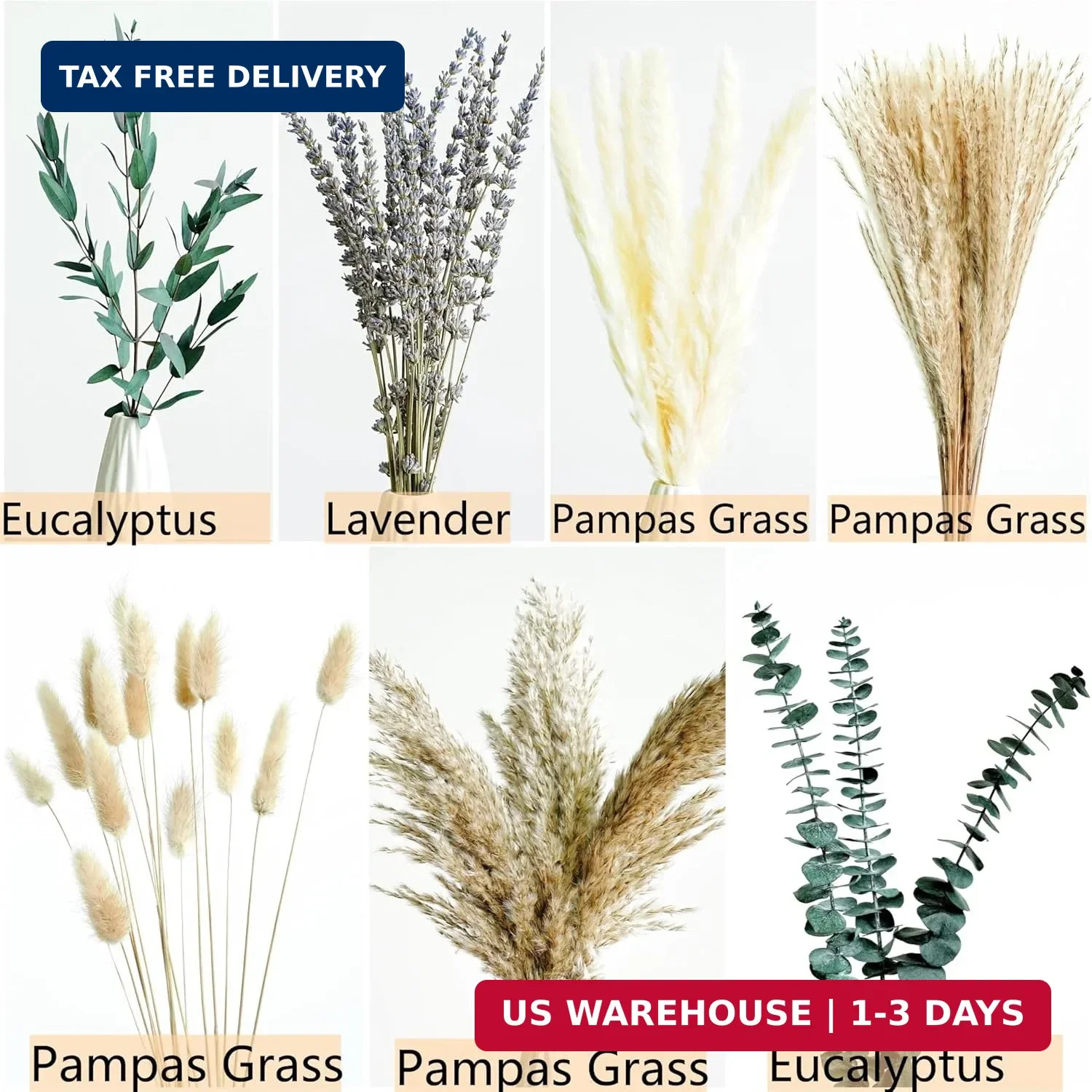 Green Pampas Grass Boho Bouquet – Exquisite Lavender and Eucalyptus Dried Flower