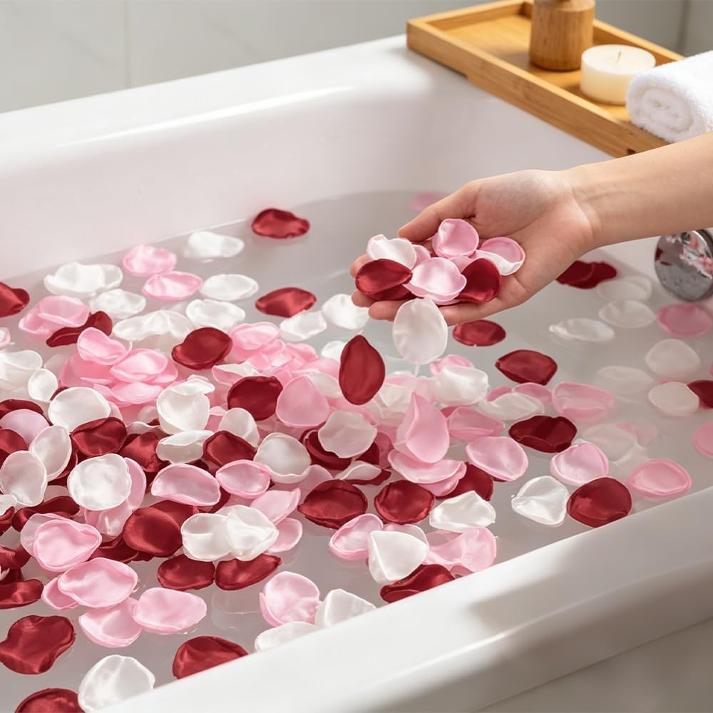 Artificial Silk Rose Petals, Romantic Decor, Red, Pink and White, 1.57-1.77 I…