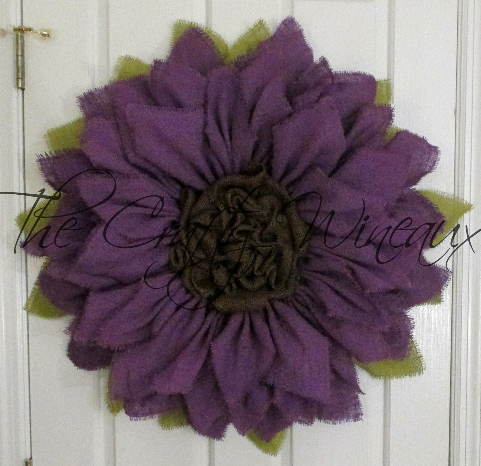 The Crafty Wineaux – Extra Large 30″ Purple Burlap Sunflower Wreath