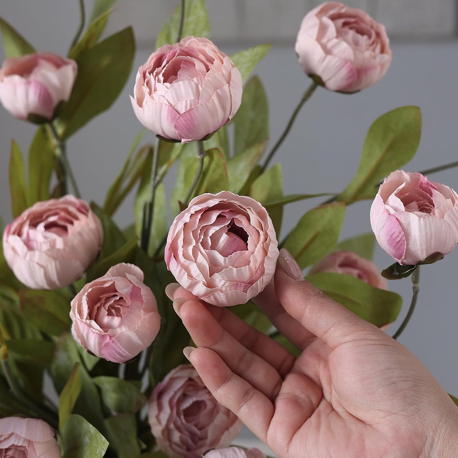 6 Pcs Faux Silk Peony Artificial Flowers for Vase -27″, Bulk Fake Peonies Branch