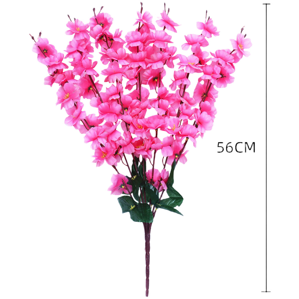 Peach Blossom Branch Artificial 56cm Light Pink Deep Pink Yellow Red Silk