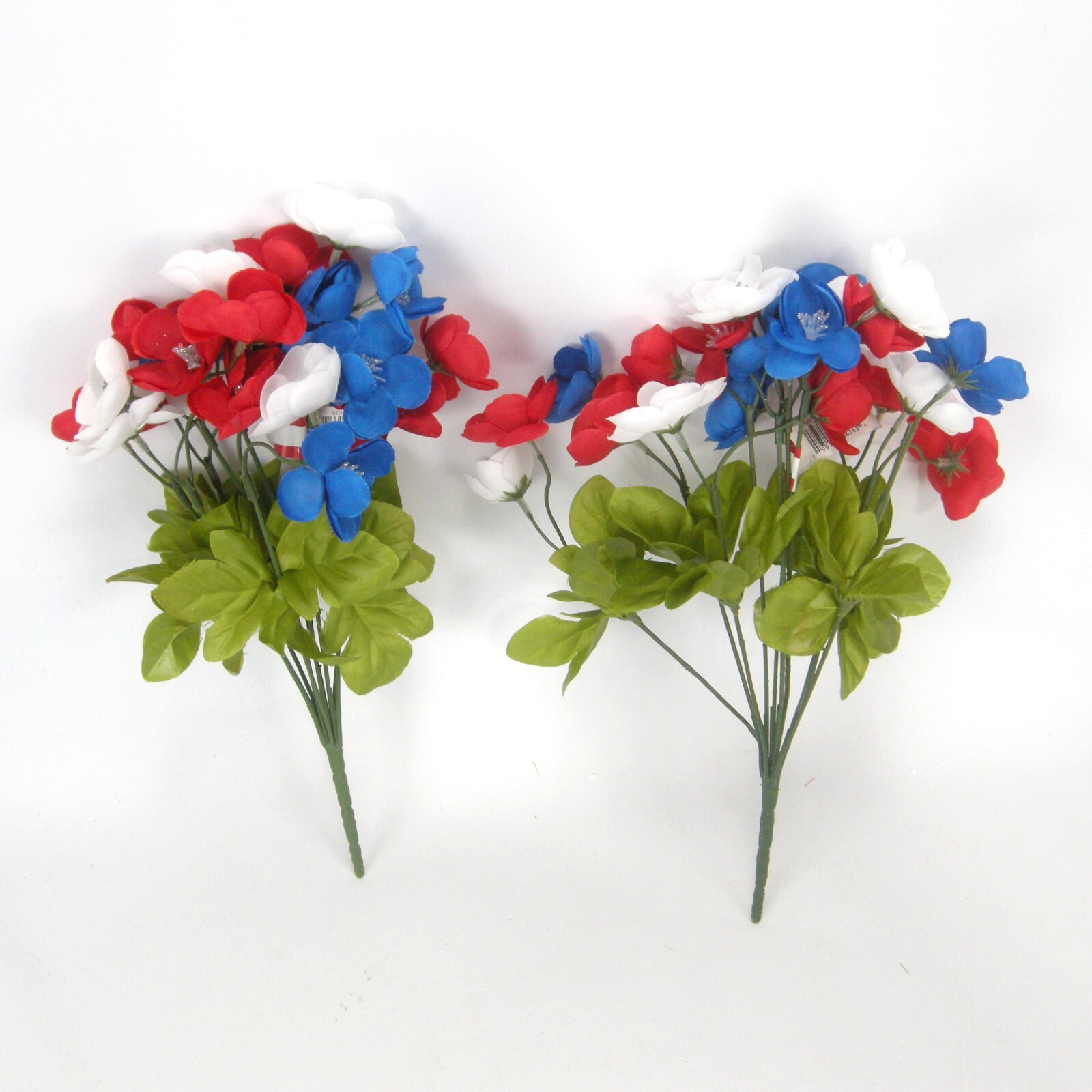 Silk Flower Lot of 12 Bushes 12″ Patriotic Red White Blue Florist Quality