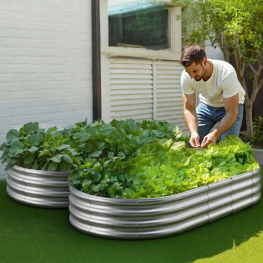 Metal Raised Garden Bed 6 X 3 1 Ft Outdoor Galvanized Planter Box Open Bottom