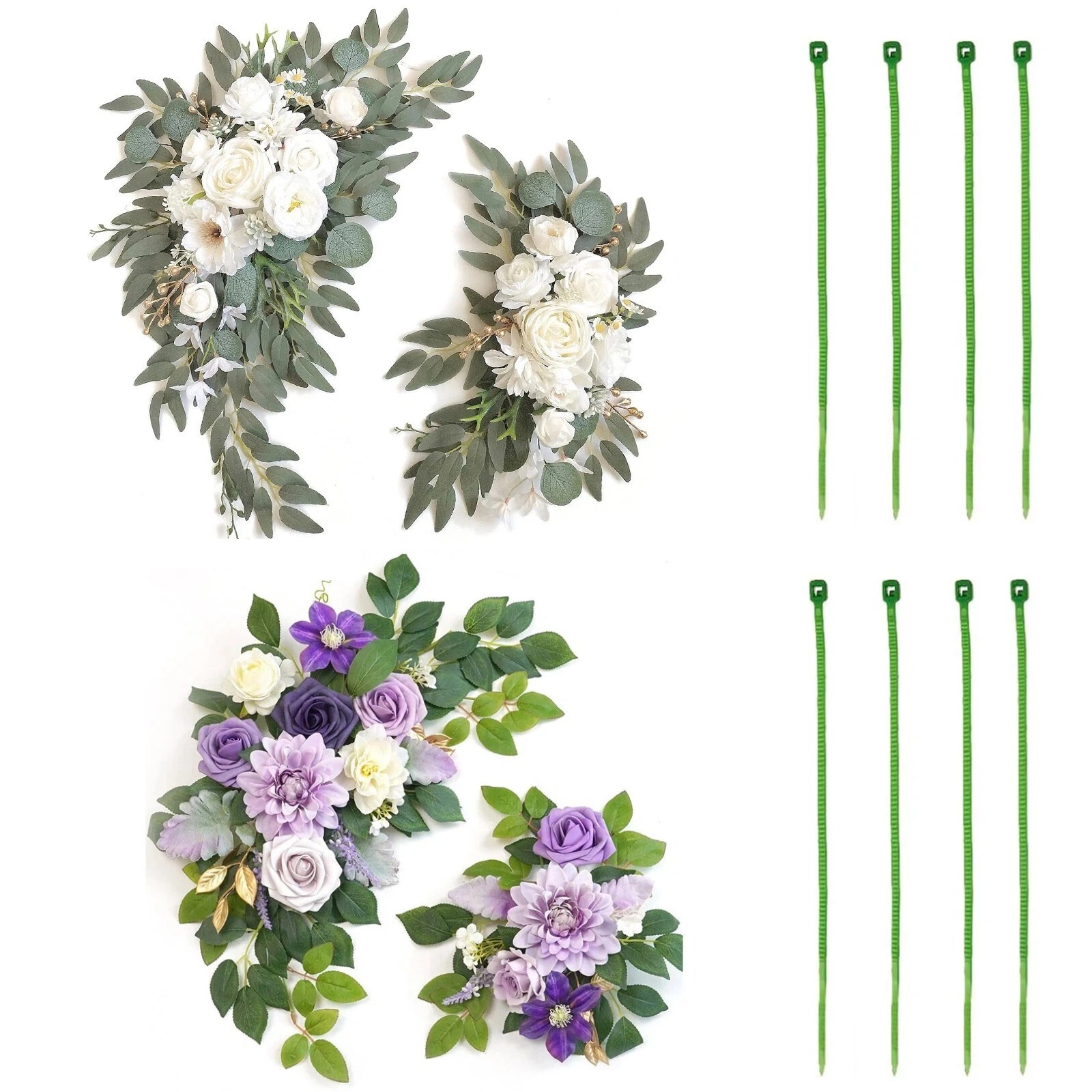 Wedding Arch Flowers Set of 4 for Wedding Welcome Sign Artificial Wedding Flower