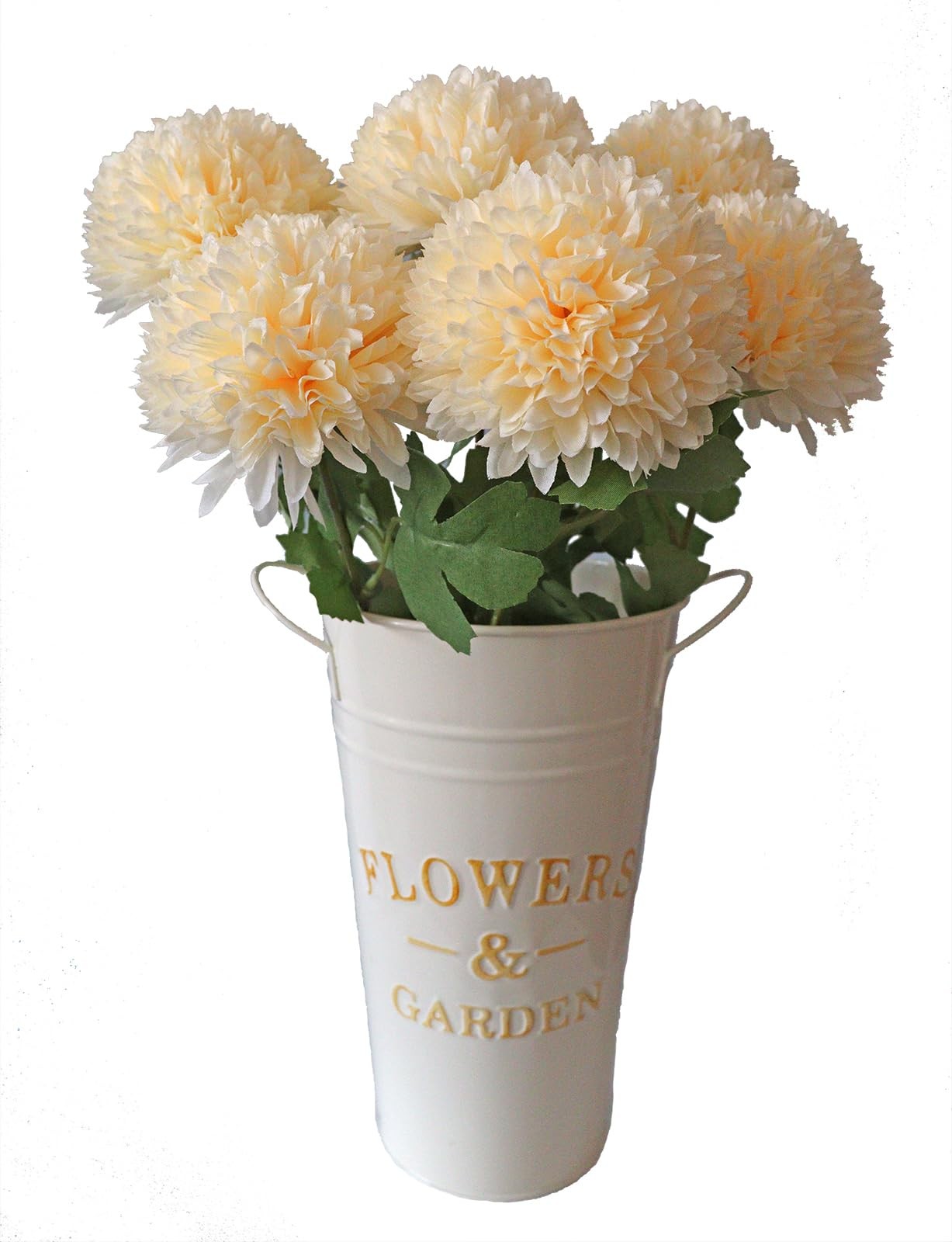 Champagne Artificial Chrysanthemums Flowers 6PCS Faux Mums 4.3In Large Chrysa…