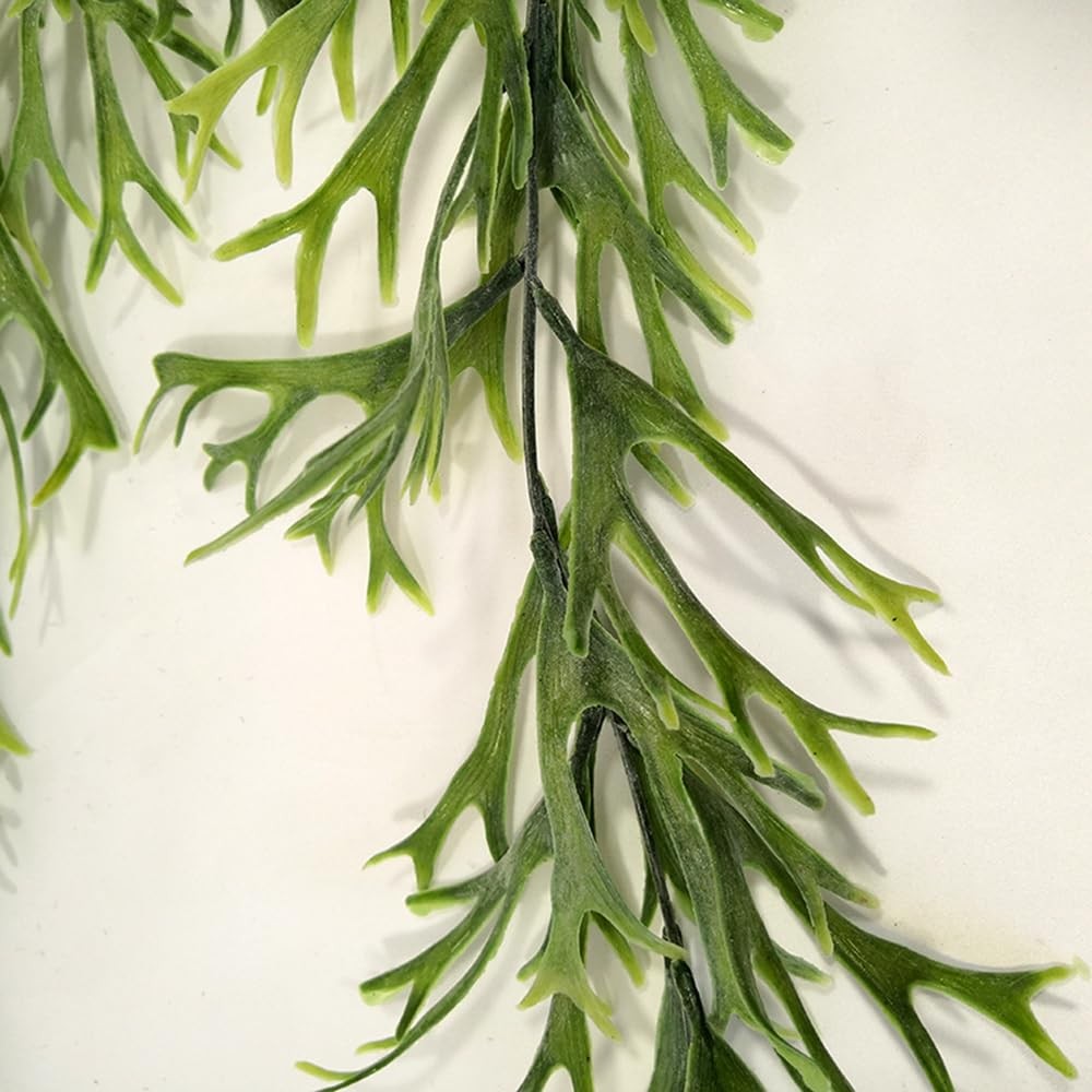 2 Pcs Artificial Staghorn Fern Hanging Bush Fake Frosted Stag Horn Vine Fern …