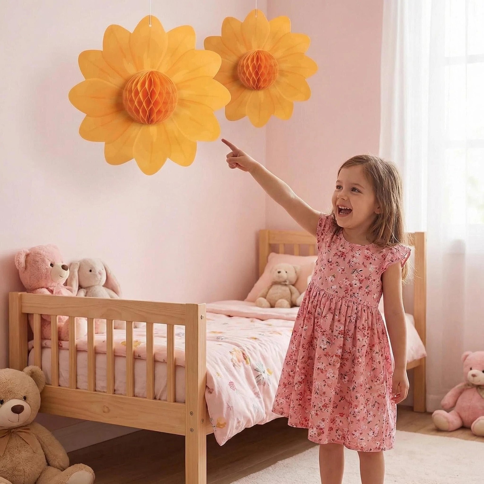 9 PCS Pastel Flower Party Decorations Honeycomb Fairy Flowers Spring Easter