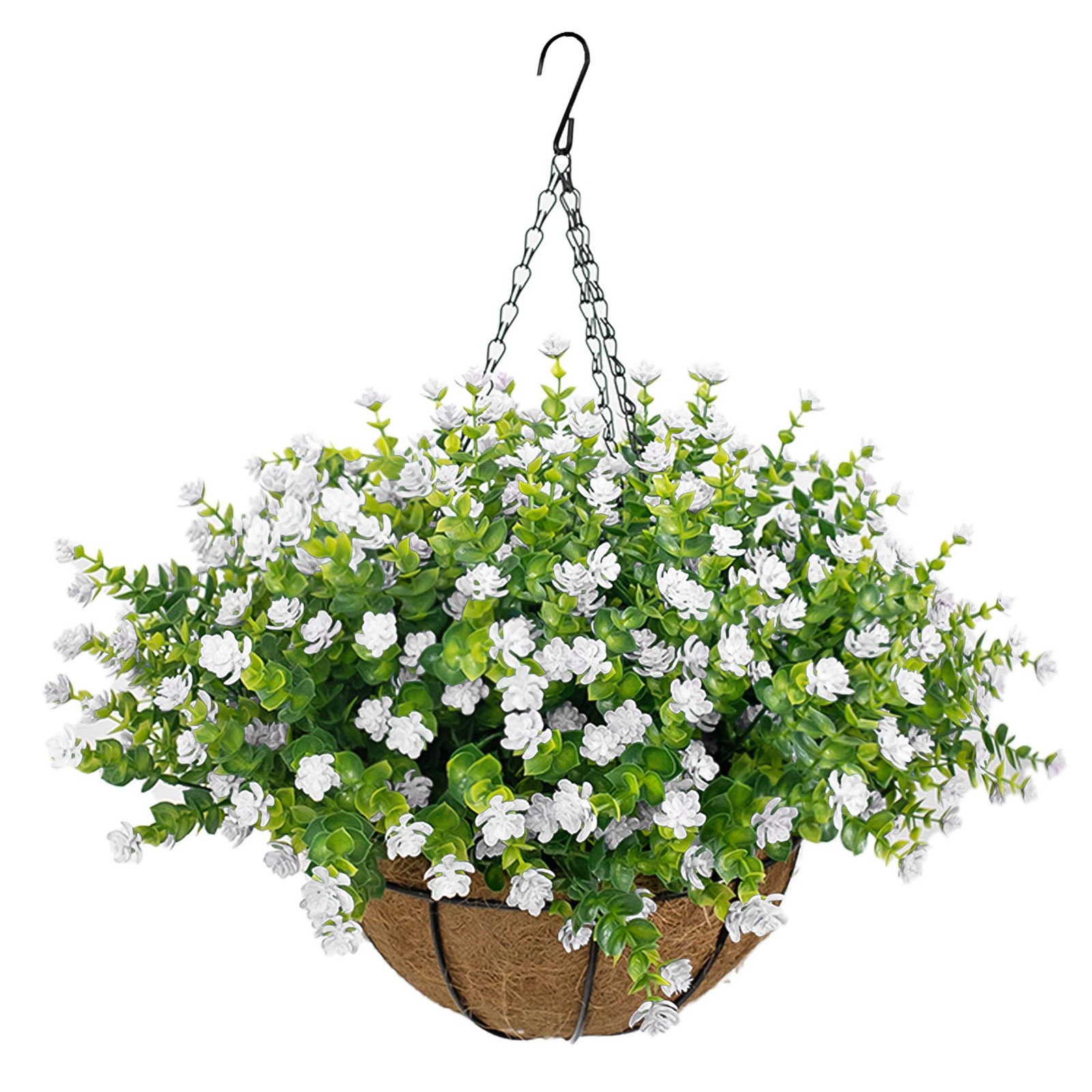 NETAP Artificial Hanging Flowers Basket for Outdoor, 16 Fake Flowers Look Rea…