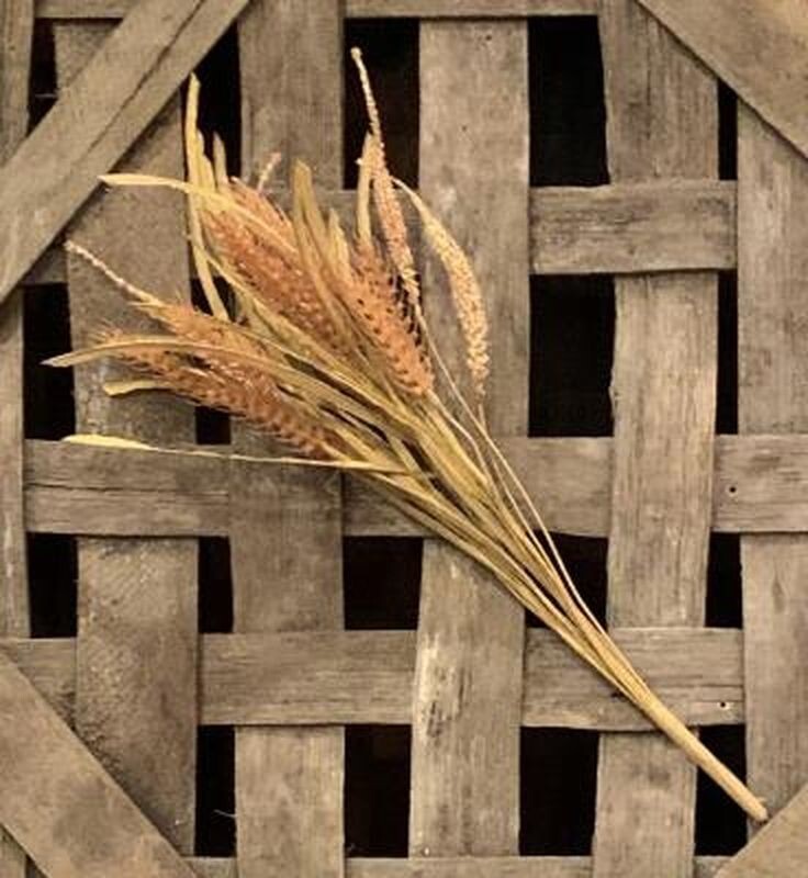 New Primitive Farmhouse Artificial TAN WHEAT GRASS STEM Bush Pick Branch