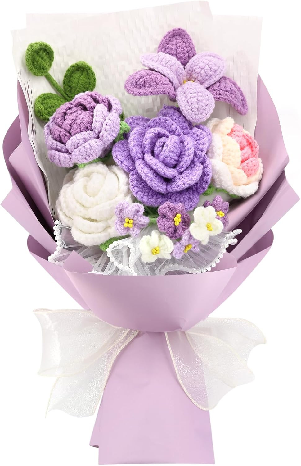 Crochet Flowers,Finished Bouquet Crocheted Cotton Thread Flowers, Handmade Croch