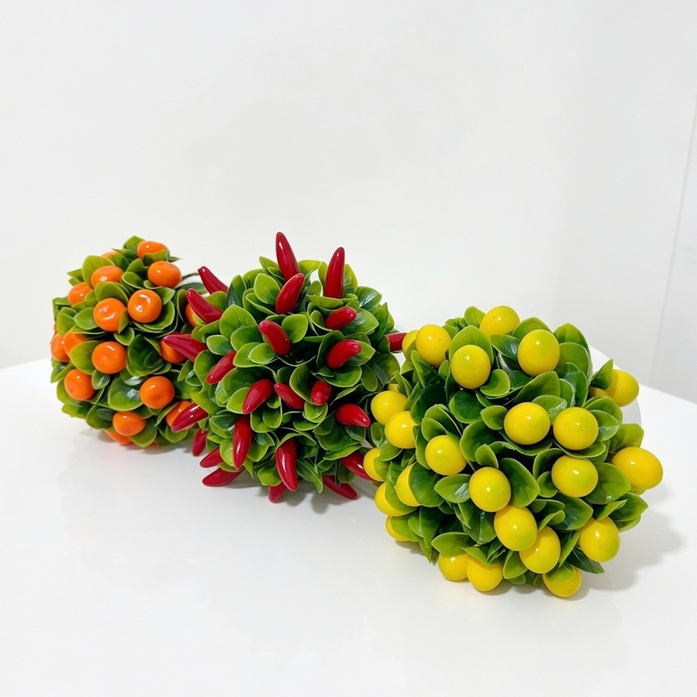 Tabletop Artificial Fruit Bonsai 27 Pcs Potted Plants for Home Office Decor