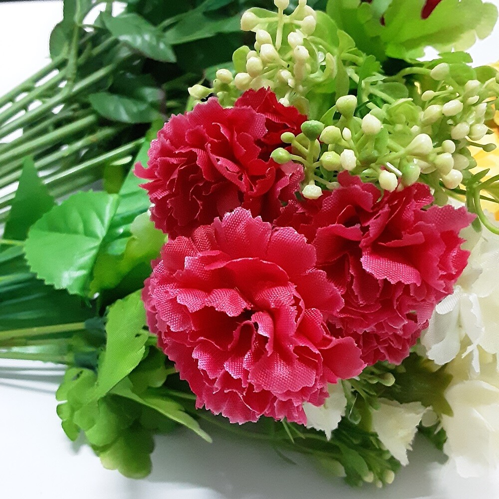Artificial Red Roses& White Purple Yellow Red Flowers Nice Thai Floral Décor