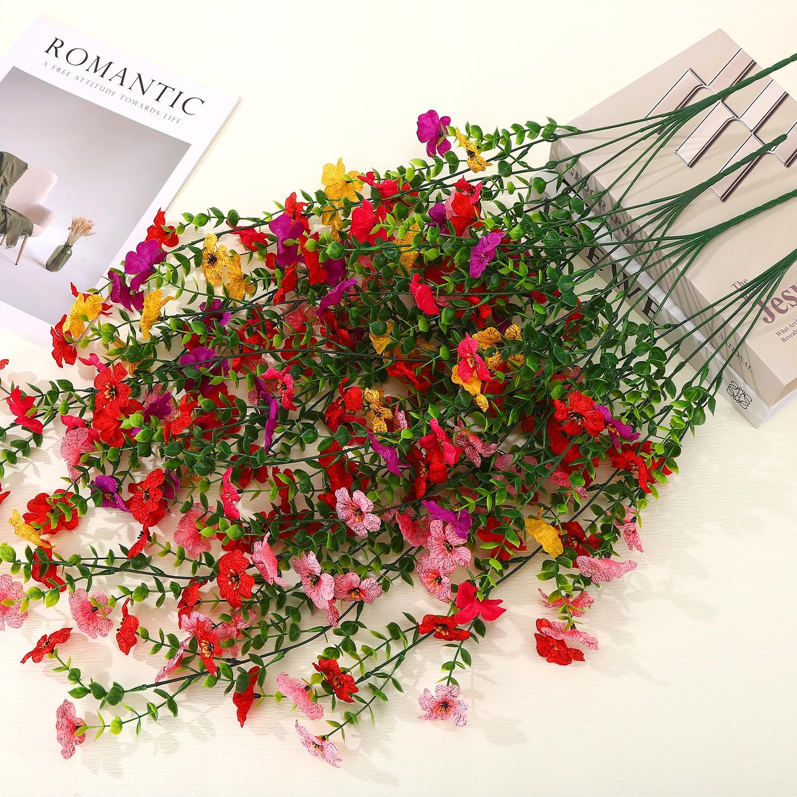 Artificial Flowers Hanging Plants 4 Pack Faux Vines Pothos Fern UV Resistant …