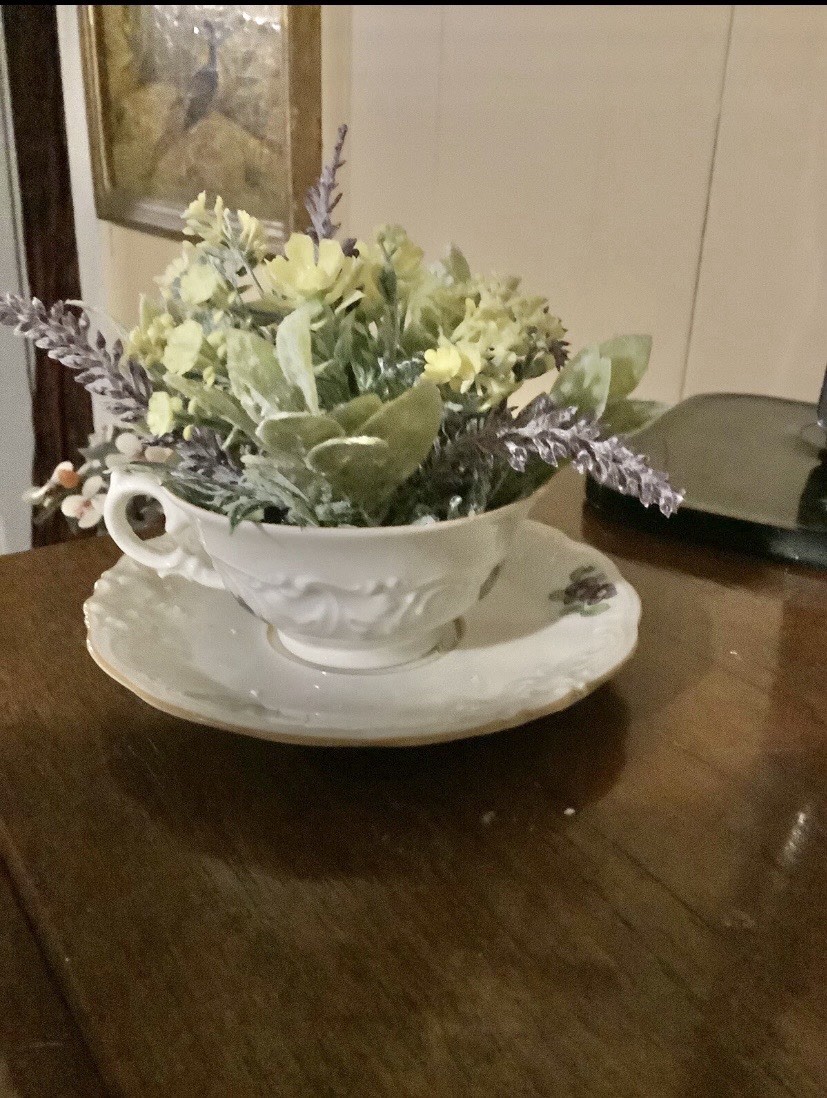 Vintage Flower Arrangement In KPM Cup And Saucer