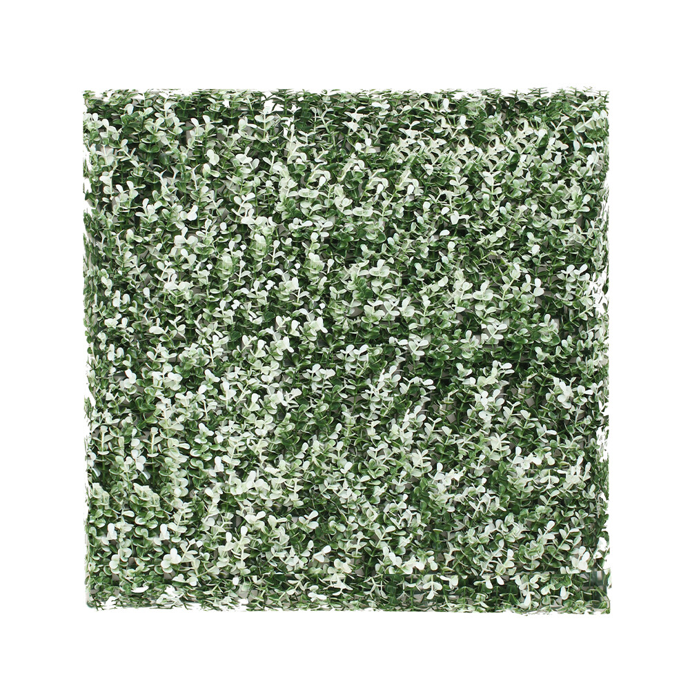 20 in Artificial White Buxus Mat Faux Fence Panel Wall Decor Ficus Grass Hedge
