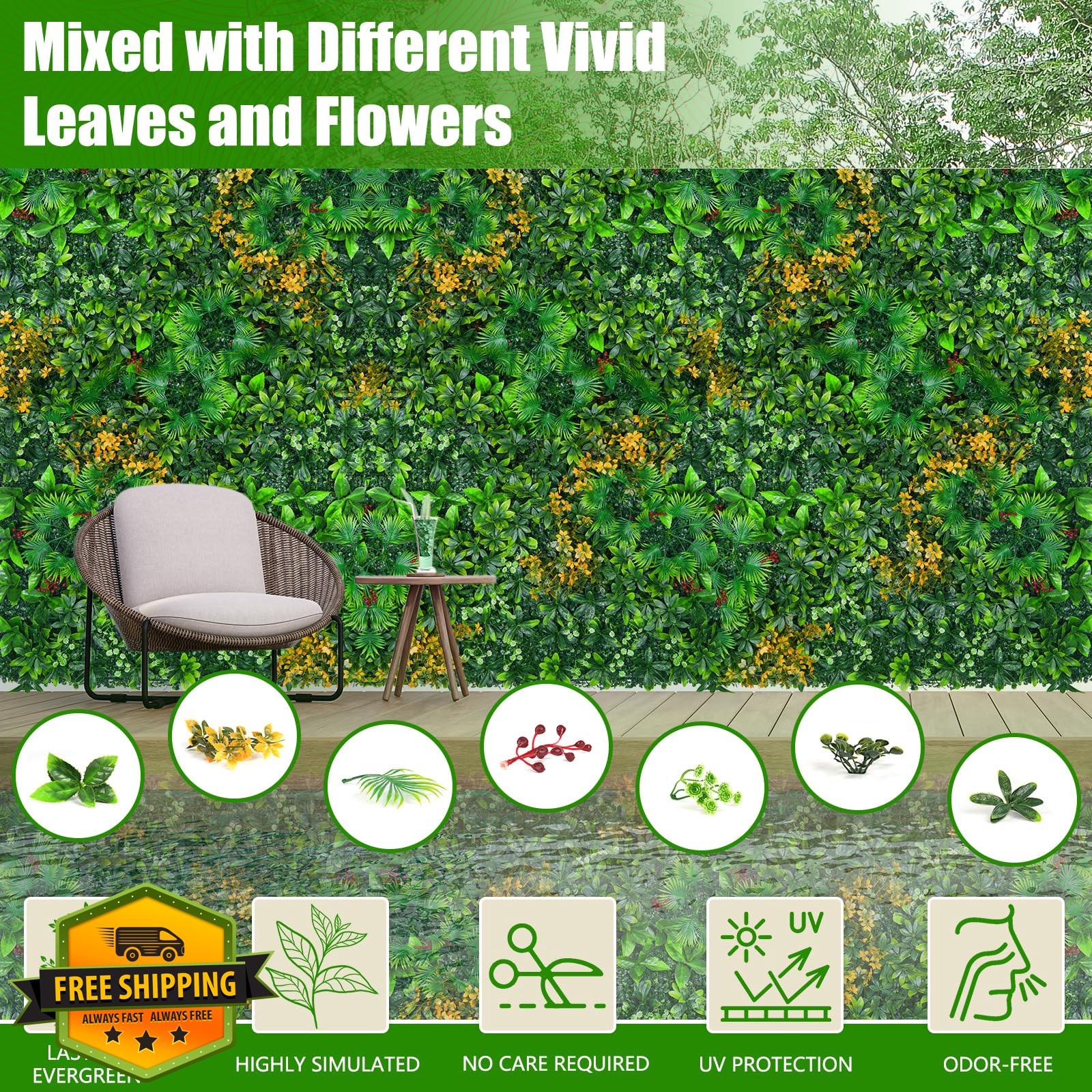 EverNature Grass Wall Panels Tropical 20×20 8pcs