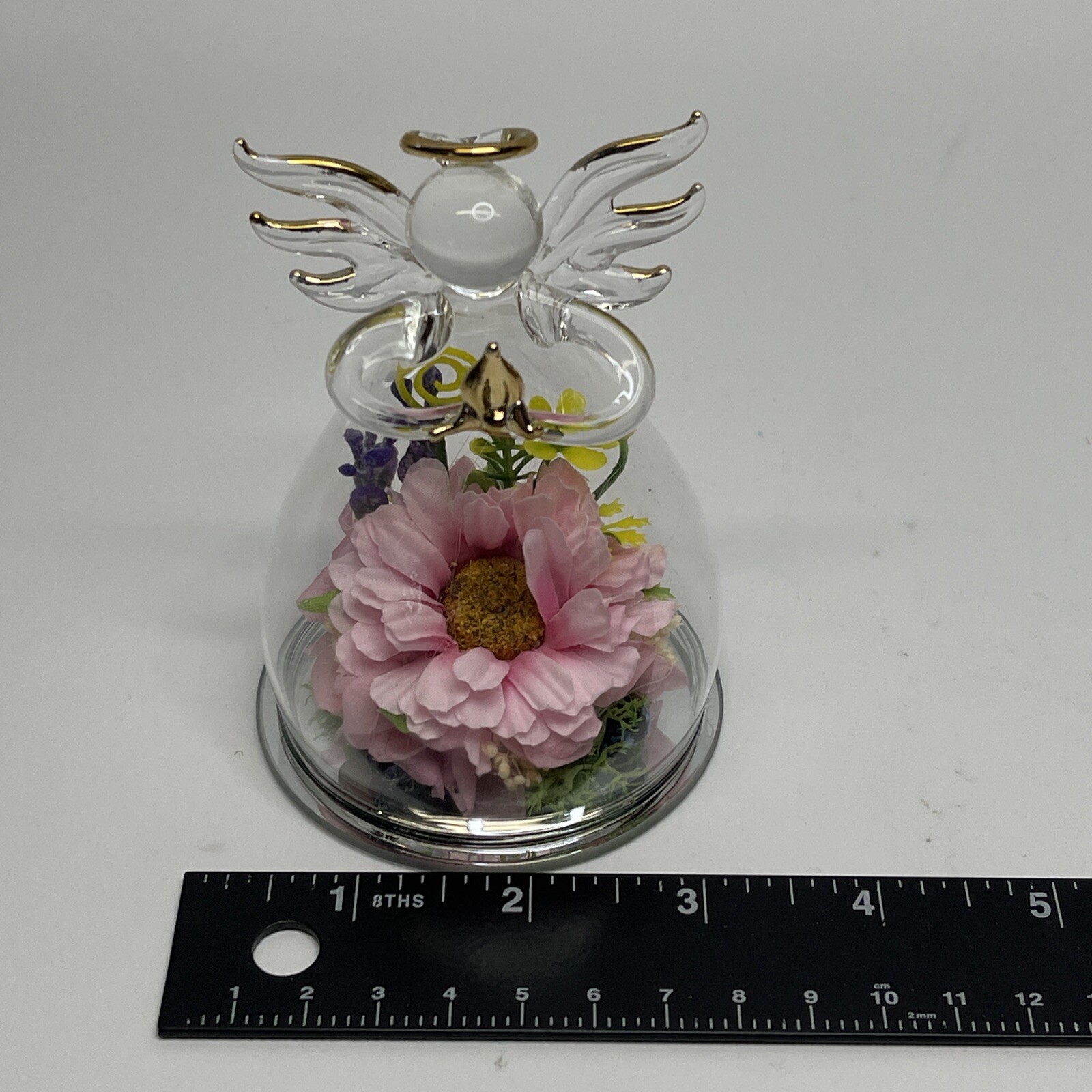 Glass Angel Figurine Preserved Pink Flower Gifts Valentine Birthday Mothers Day